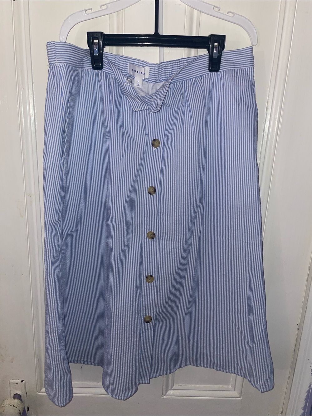 Pop sugar Blue Pinstripe Button-Front A-Line Skirt